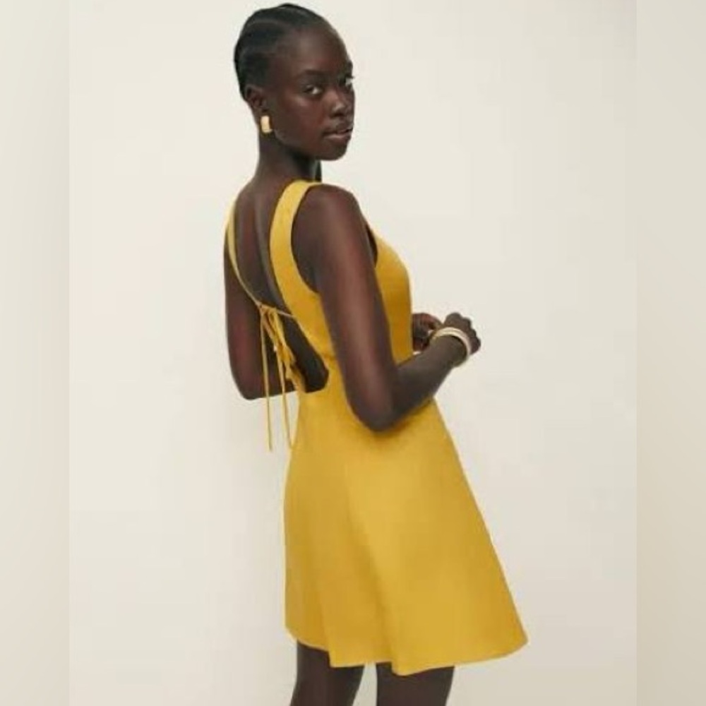 NWT Reformation Amorette Linen Dress in Sunflower